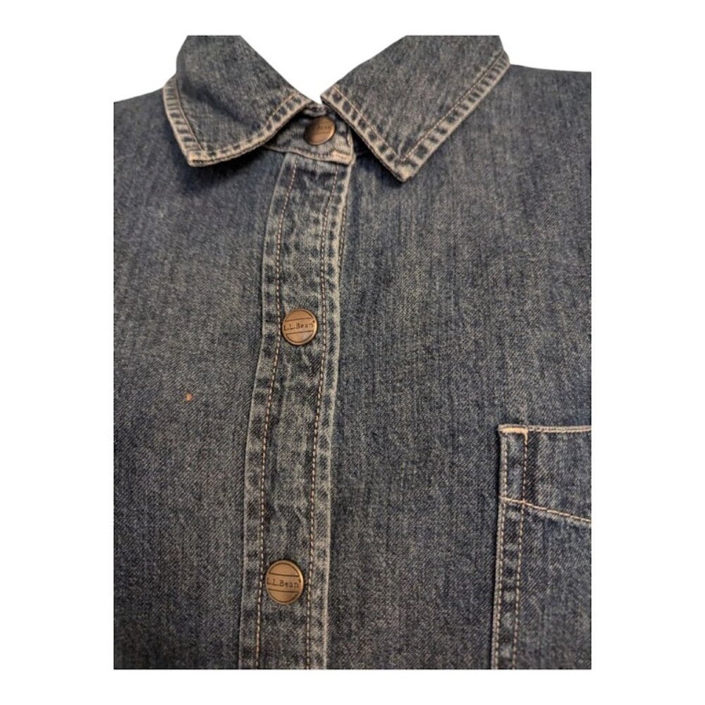 L.L. Bean Blue Denim Maxi Shirt Dress 16 regular NEW - Picture 2 of 3